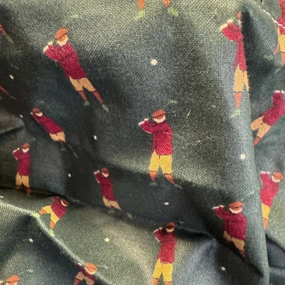 2 Longaberger‎  Basket Liner Dark Hunter Green With Vintage Golf Player Pattern